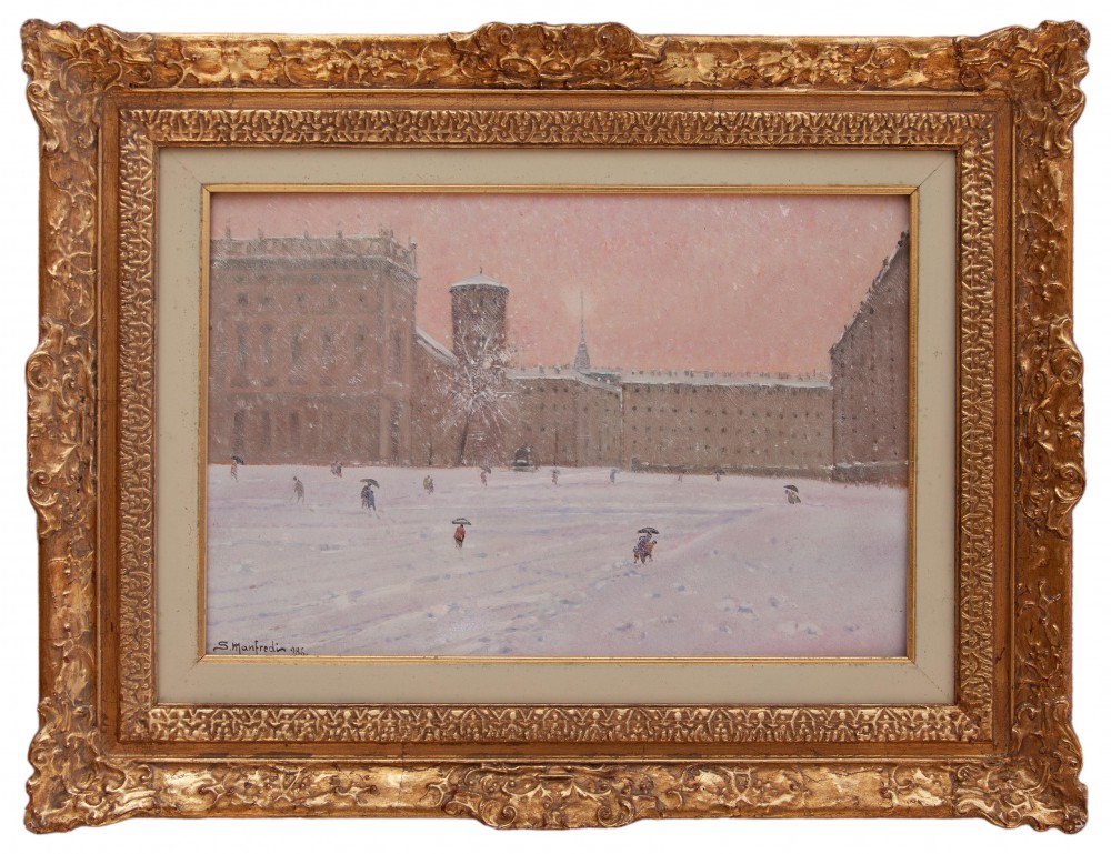 sergio manfredi:  Nevicata in Piazza Castello a Torino 