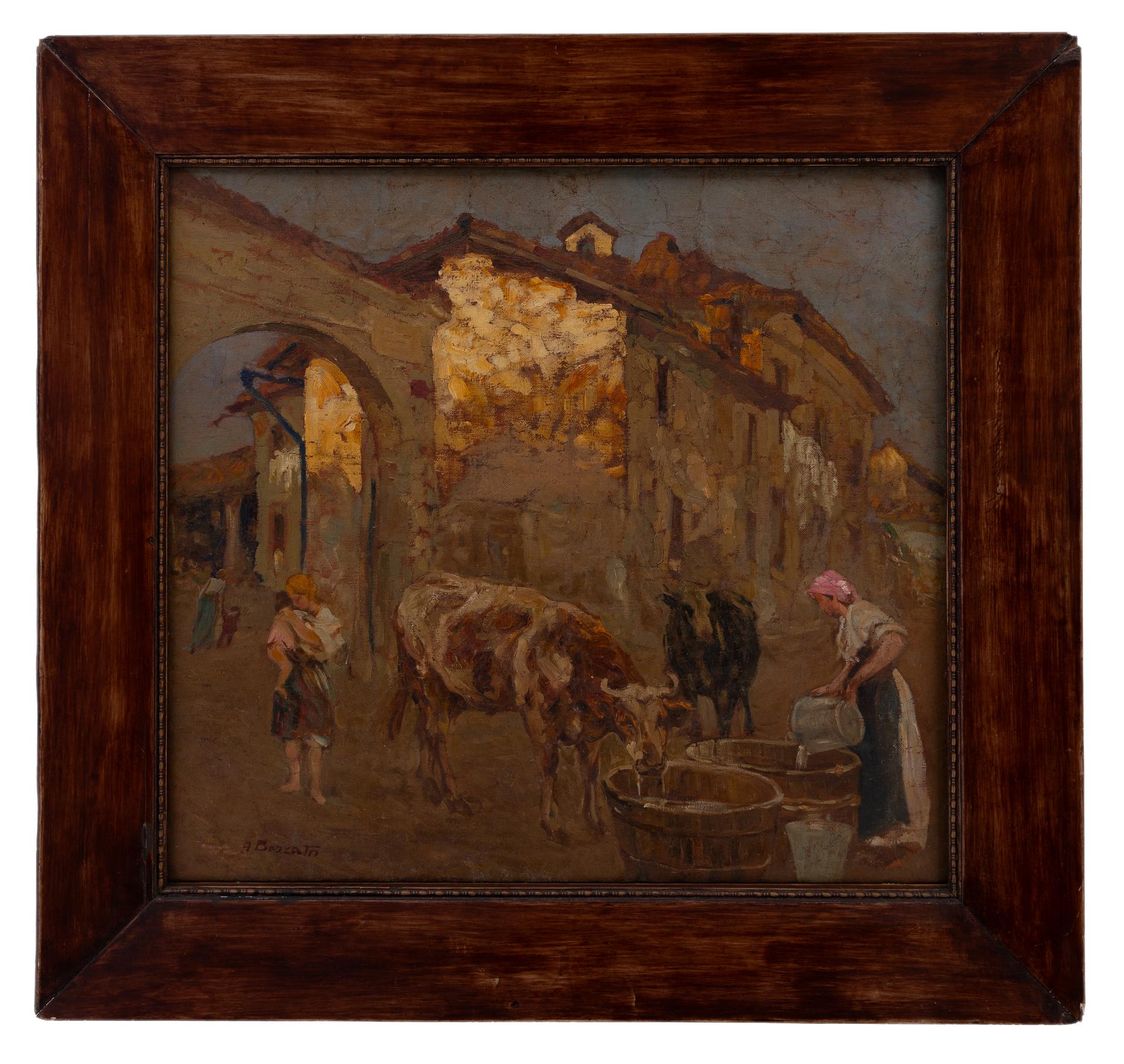 attilio achille bozzato: Cortile Con Animali