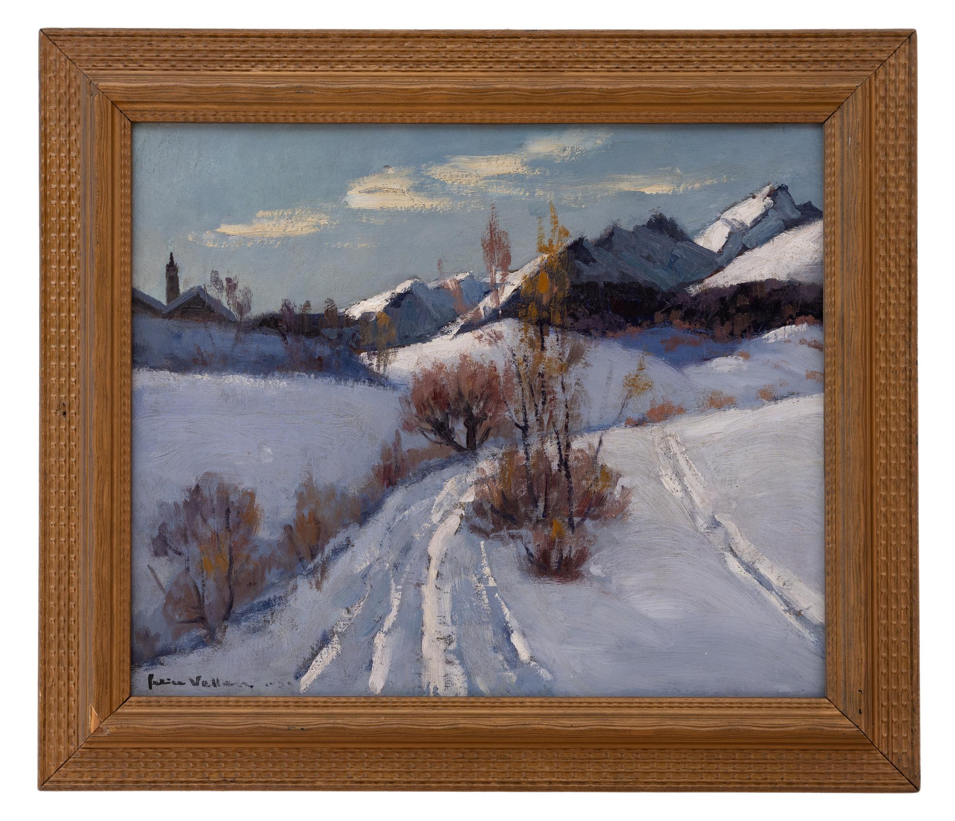 felice vellan: Nevicata a Chateaux Boulari1950