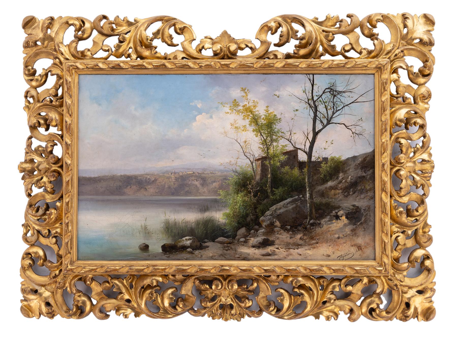guido agostini: Lago di Nemi campagna di Roma (1882)