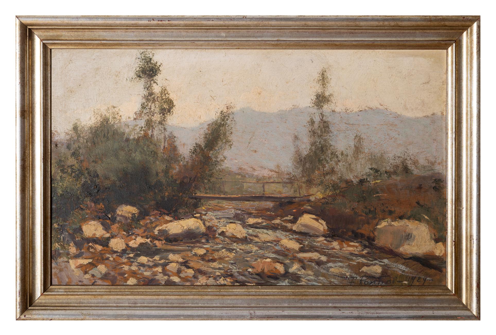 ferruccio rontini: Paesaggio al tramonto 1924