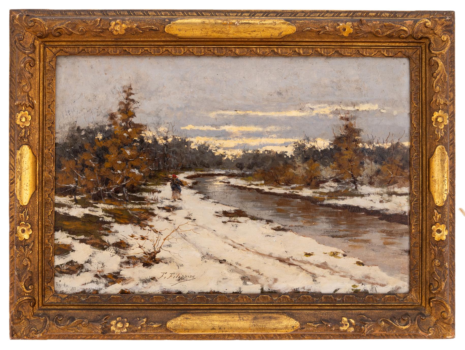 francesco filippini: Nevicata lungo il fiume Mella