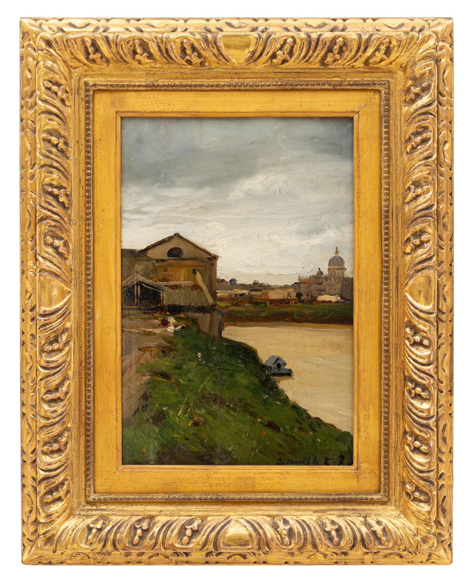 lorenzo delleani: Tevere a Roma 1886