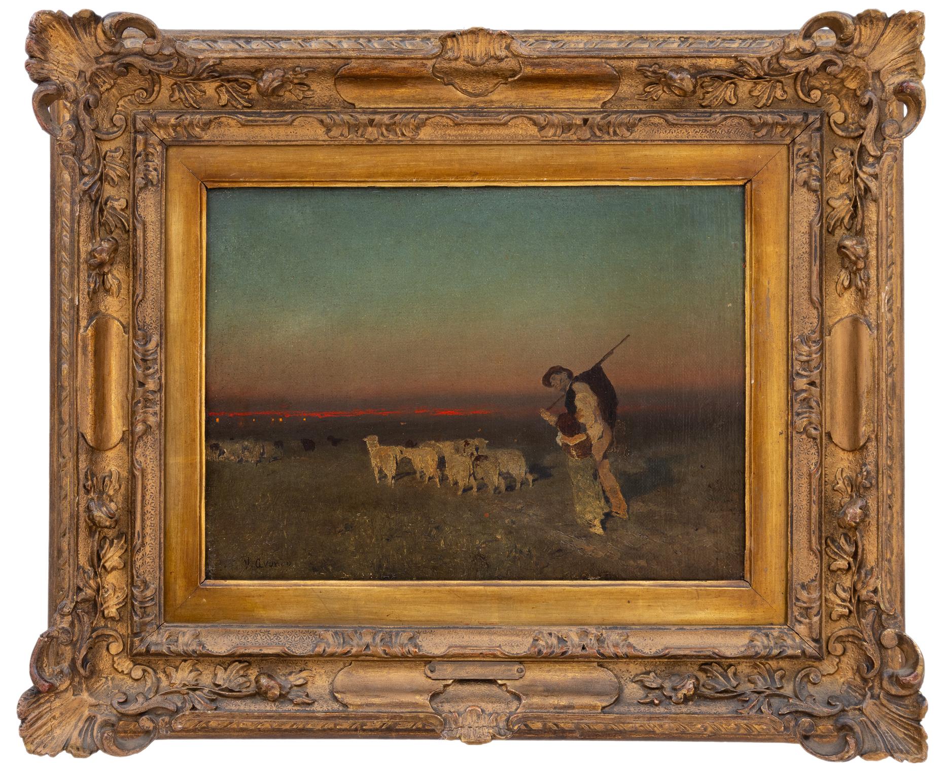 vittorio avondo: Pascolo al tramonto