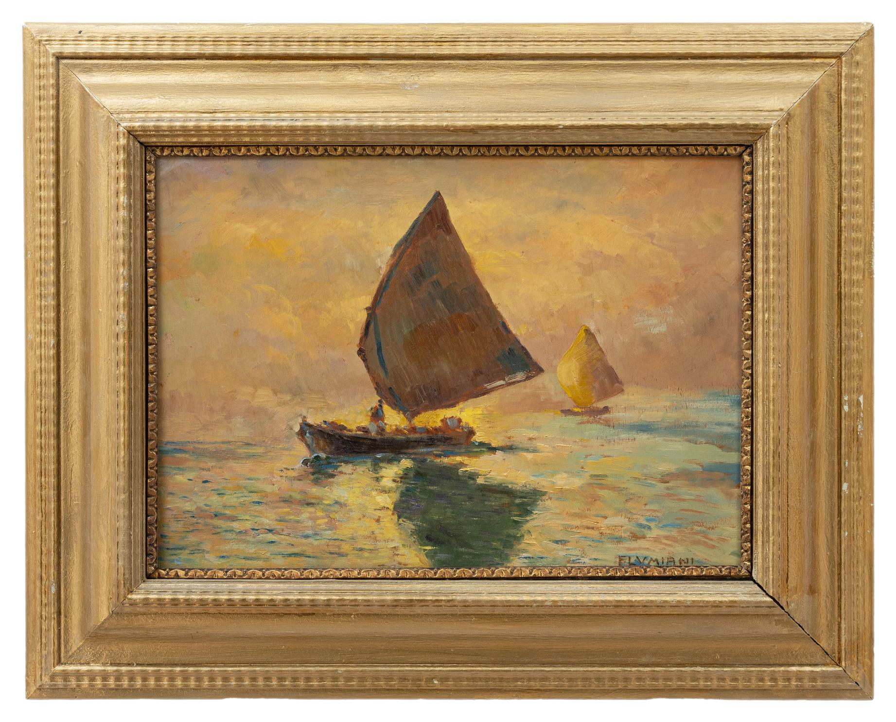 ugo flumiani: Pesca Al Tramonto